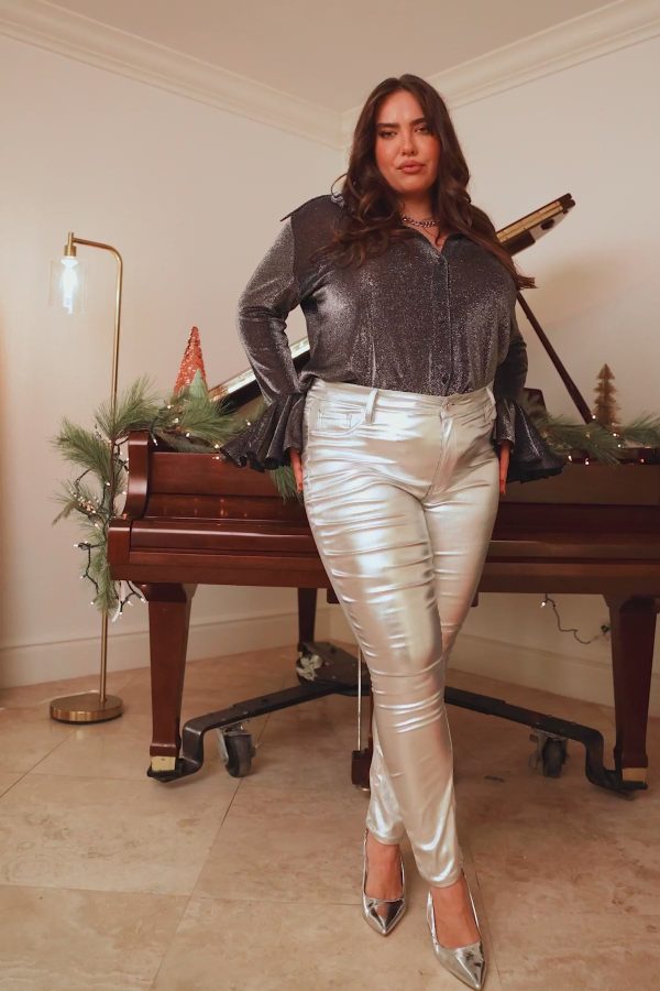 Women's Plus Hyperstretch Metallic Skinny Pants - Image 10