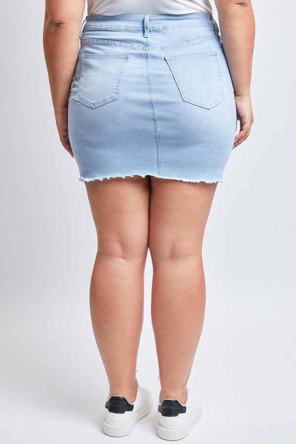 Women's Plus Exposed Button Fray Hem Skirt - Image 7