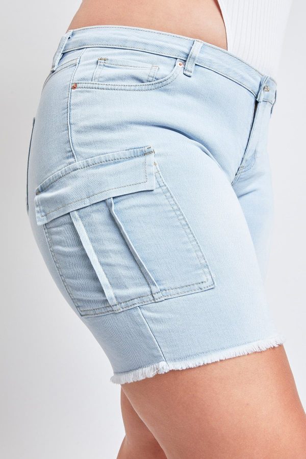 Women's Plus Low Rise Frayed Cargo Bermuda Shorts - Image 7
