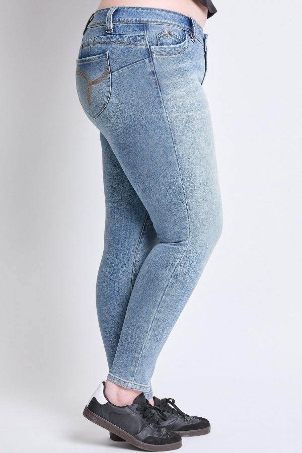 Women's Plus WannaBettaButt Mid Rise Embroidered Skinny Jean - Image 3