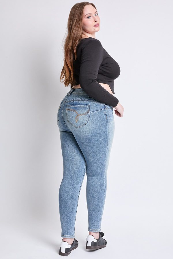 Women's Plus WannaBettaButt Mid Rise Embroidered Skinny Jean - Image 6