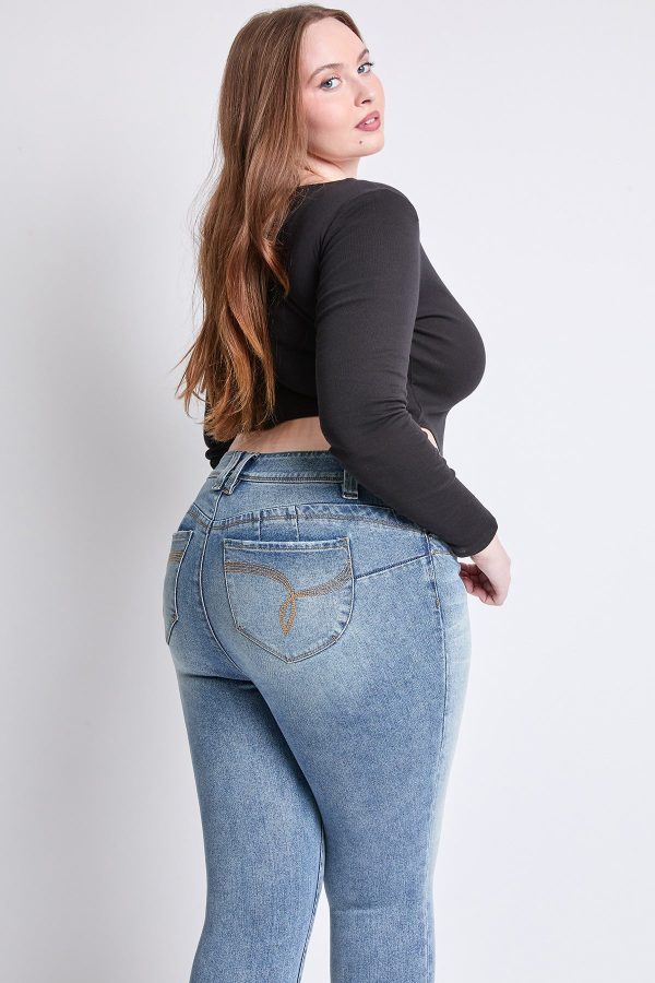 Women's Plus WannaBettaButt Mid Rise Embroidered Skinny Jean - Image 5