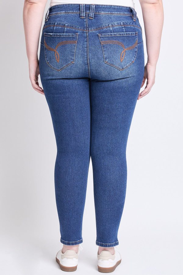 Women's Plus WannaBettaButt Mid Rise Embroidered Skinny Jean - Image 4