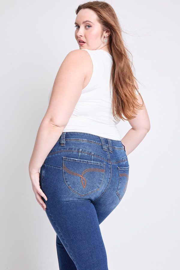 Women's Plus WannaBettaButt Mid Rise Embroidered Skinny Jean - Image 5