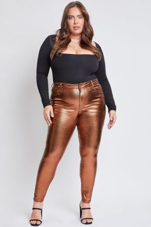Women's Plus Hyperstretch Metallic Skinny Pants