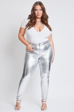 Women's Plus Hyperstretch Metallic Skinny Pants