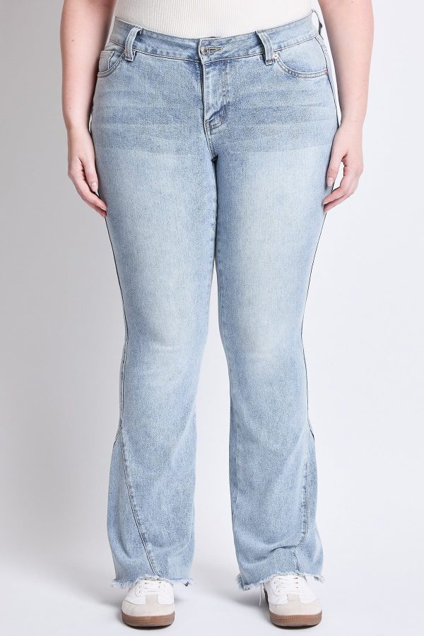 Women's Plus Low Rise Frayed Hem Flare Jeans - Image 2