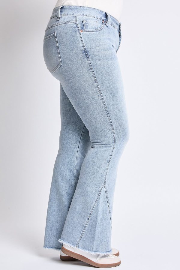 Women's Plus Low Rise Frayed Hem Flare Jeans - Image 3