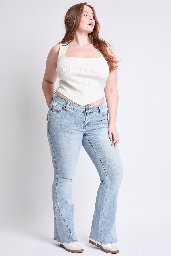 Women's Plus Low Rise Frayed Hem Flare Jeans - Image 6