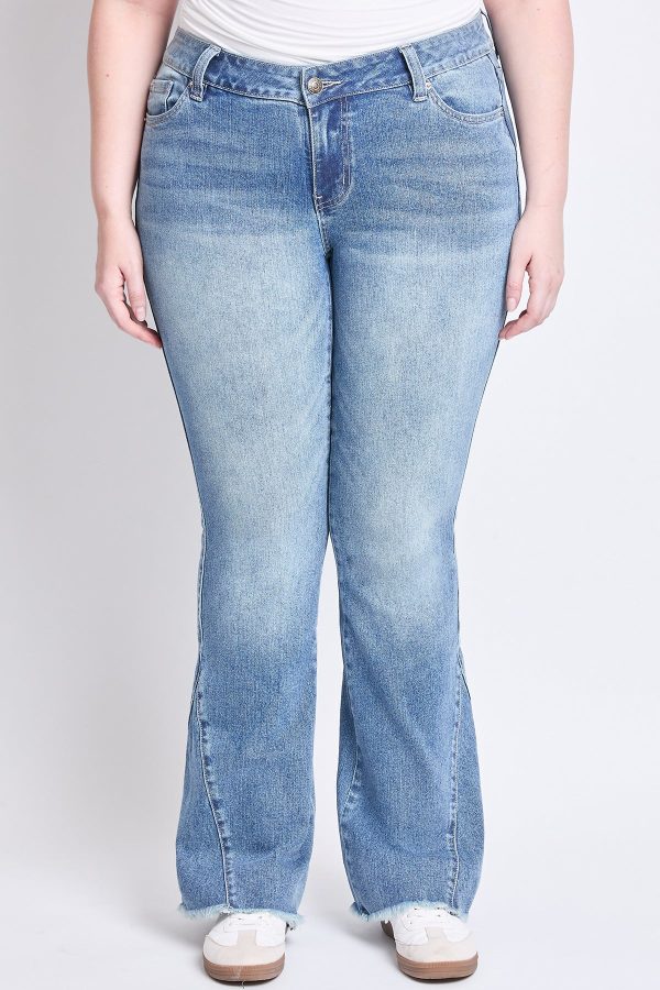 Women's Plus Low Rise Frayed Hem Flare Jeans - Image 2