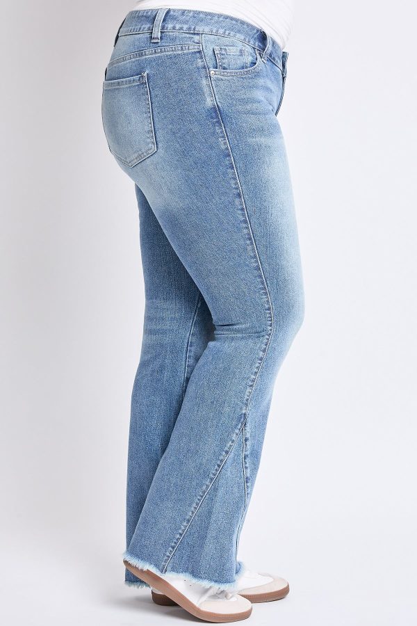 Women's Plus Low Rise Frayed Hem Flare Jeans - Image 3