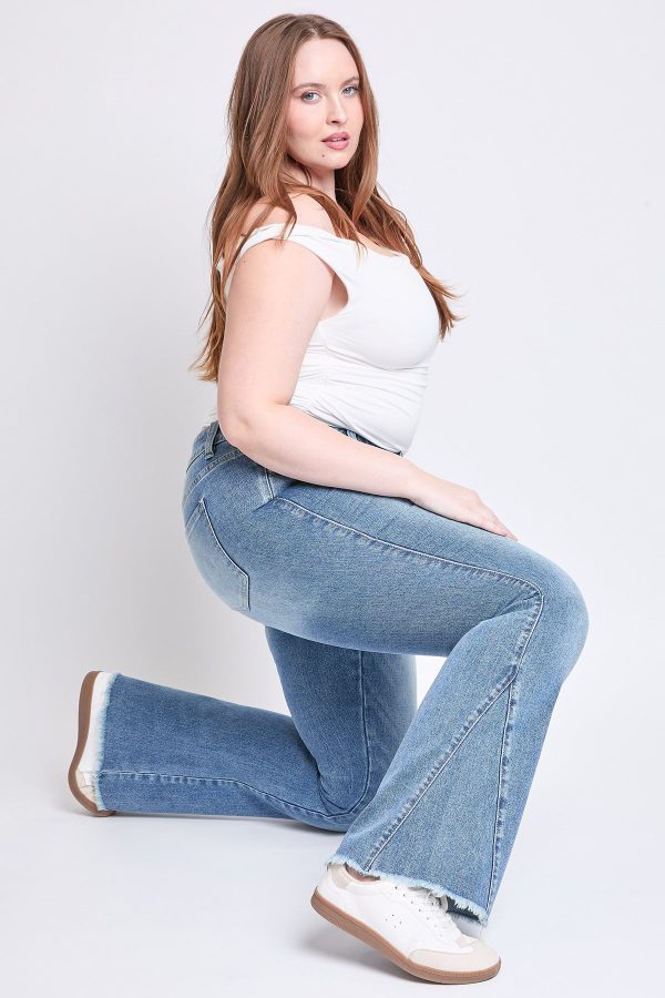 Women's Plus Low Rise Frayed Hem Flare Jeans - Image 6