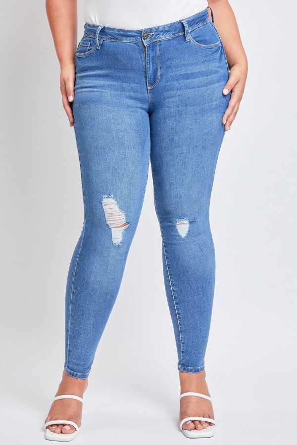 Women's Plus Essential Sustainable Distressed Skinny Jeans - Image 2