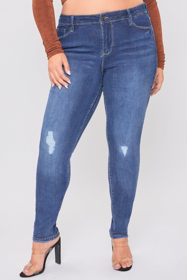 Women's Plus Essential Sustainable Distressed Skinny Jeans - Image 2