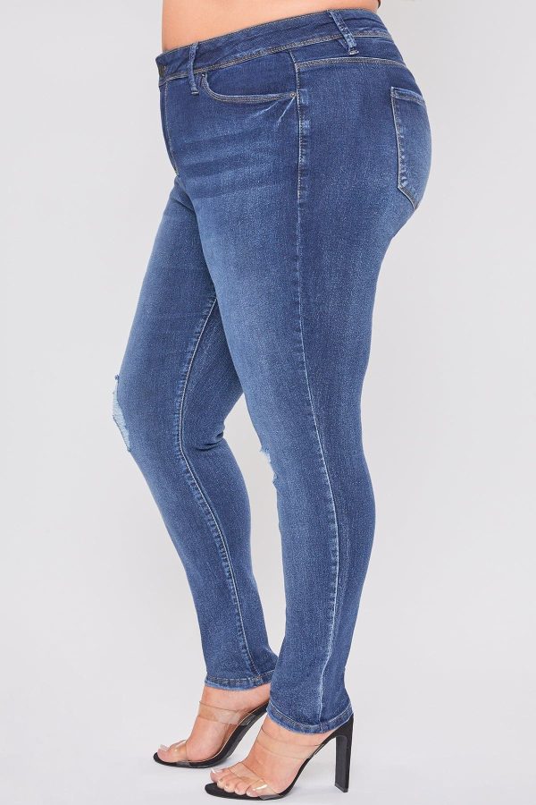 Women's Plus Essential Sustainable Distressed Skinny Jeans - Image 3