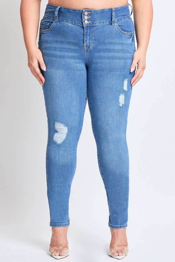 Women's Plus Essential Sustainable Distressed Skinny Jeans - Image 2