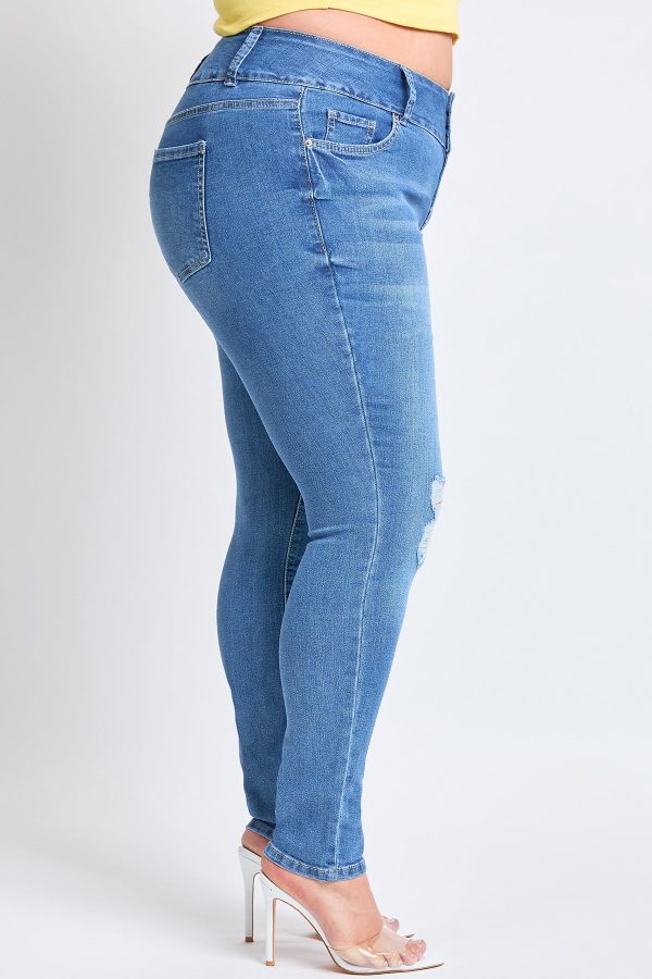 Women's Plus Essential Sustainable Distressed Skinny Jeans - Image 3