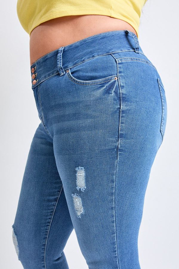 Women's Plus Essential Sustainable Distressed Skinny Jeans - Image 4