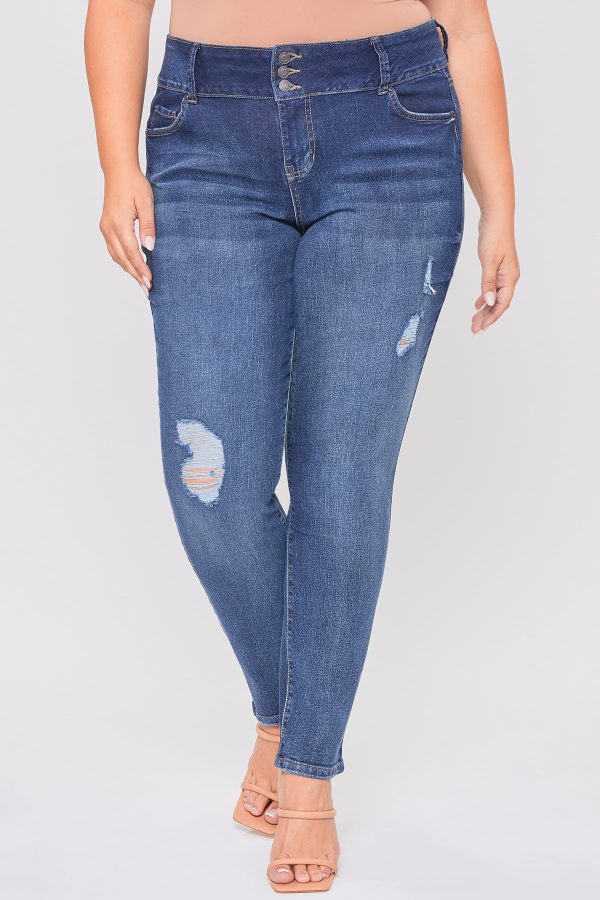 Women's Plus Essential Sustainable Distressed Skinny Jeans - Image 2