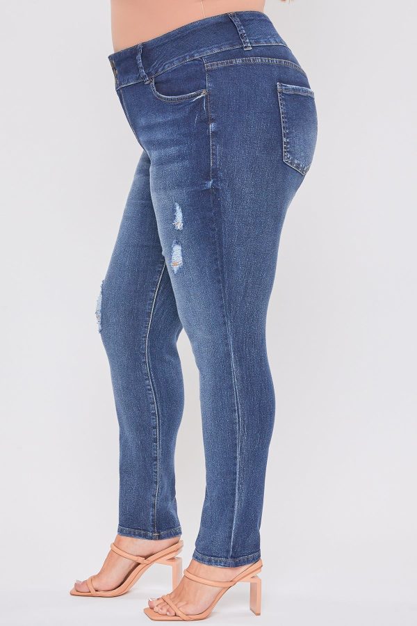 Women's Plus Essential Sustainable Distressed Skinny Jeans - Image 3