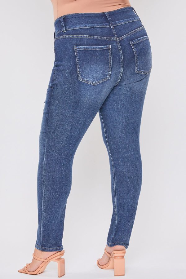 Women's Plus Essential Sustainable Distressed Skinny Jeans - Image 4