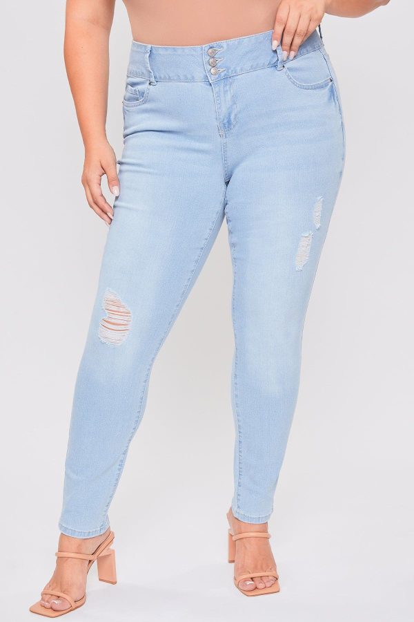 Women's Plus Essential Sustainable Distressed Skinny Jeans - Image 2