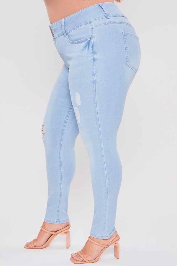 Women's Plus Essential Sustainable Distressed Skinny Jeans - Image 3