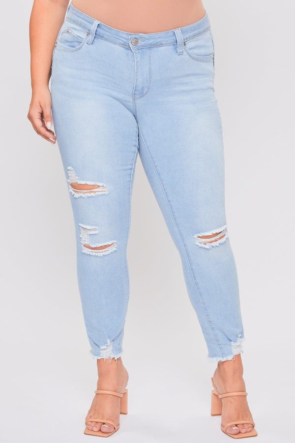Women's Plus WannaBettaButt Distressed Denim Ankle Jeans - Image 3