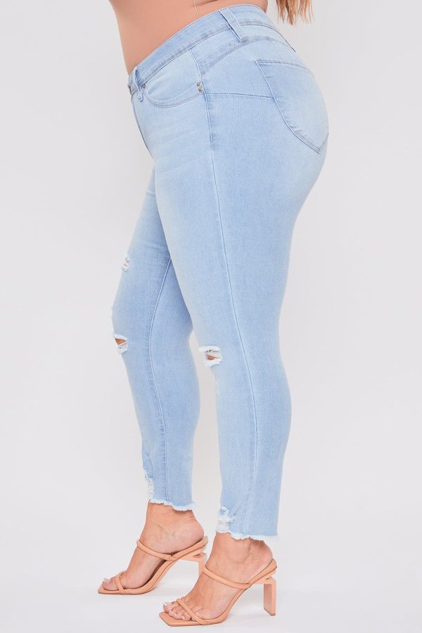 Women's Plus WannaBettaButt Distressed Denim Ankle Jeans - Image 4