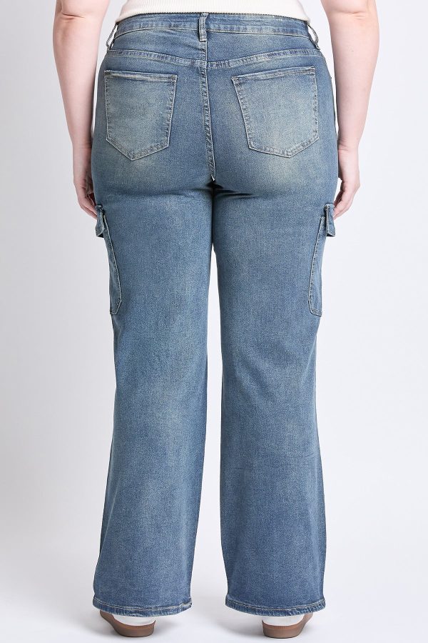 Women's Plus High Rise Wide Leg Skater Cargo Jeans - Image 5
