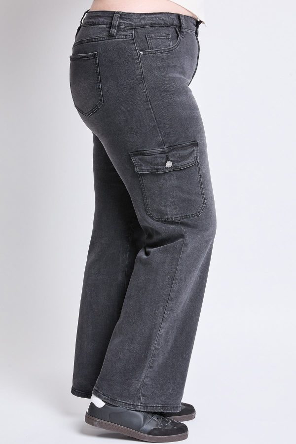Women's Plus High Rise Wide Leg Skater Cargo Jeans - Image 3