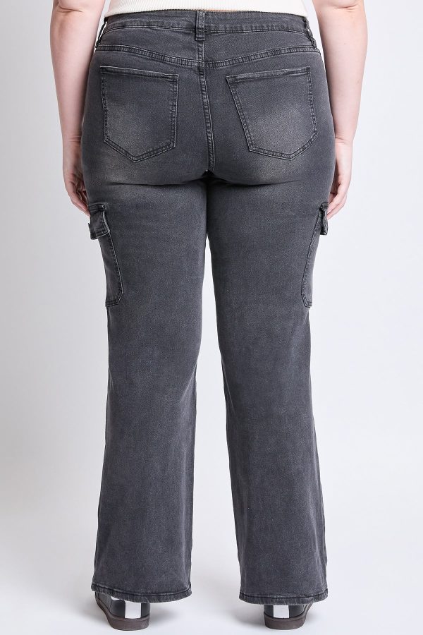 Women's Plus High Rise Wide Leg Skater Cargo Jeans - Image 5