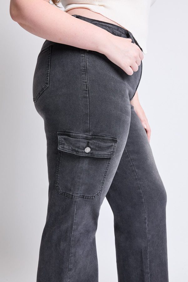Women's Plus High Rise Wide Leg Skater Cargo Jeans - Image 4