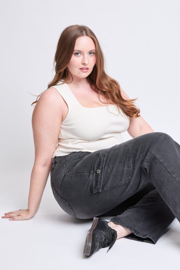 Women's Plus High Rise Wide Leg Skater Cargo Jeans - Image 7
