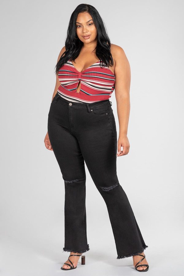 Women's Plus Distressed Super Flare Jeans - Image 3
