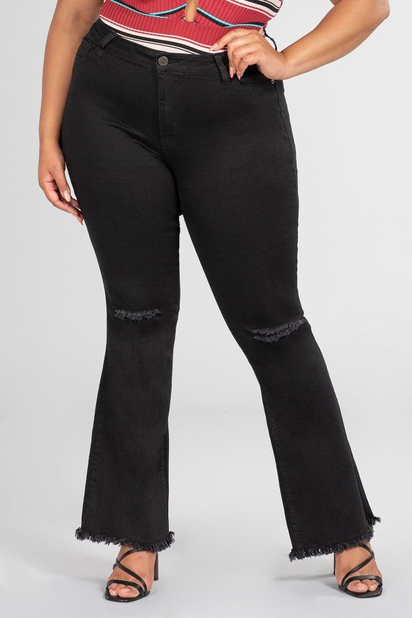 Women's Plus Distressed Super Flare Jeans - Image 4