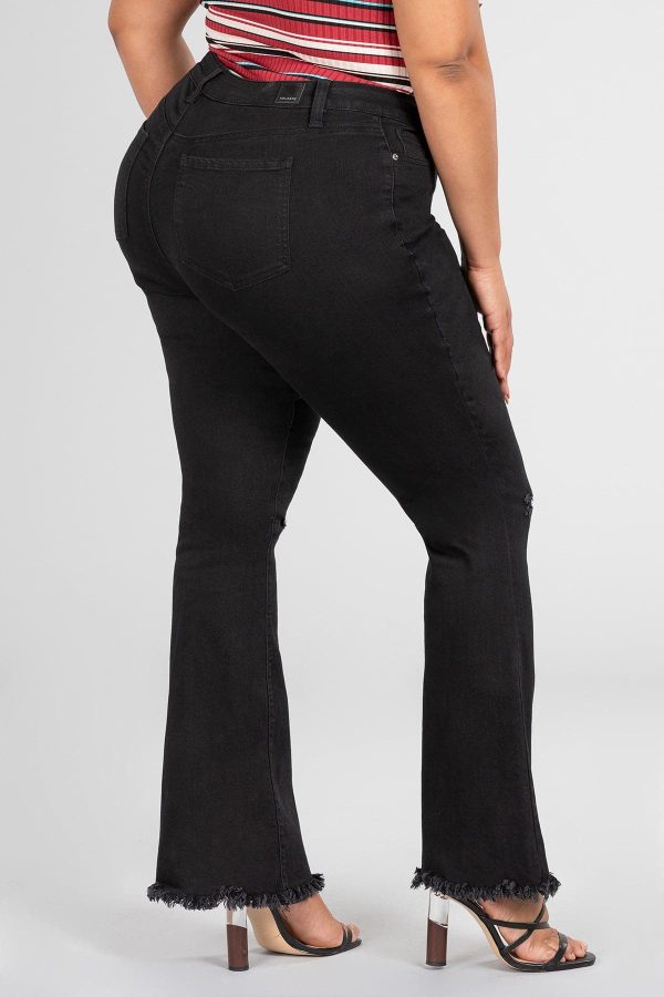 Women's Plus Distressed Super Flare Jeans - Image 6