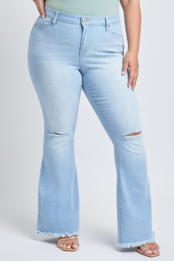 Women's Plus Distressed Super Flare Jeans - Image 2