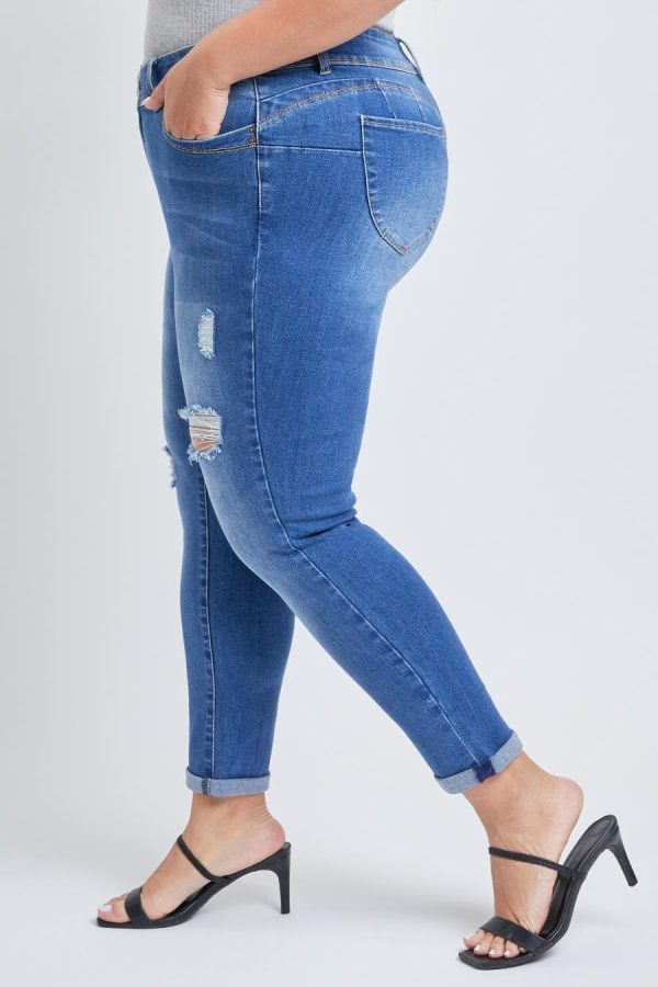 Women's Plus WannaBettaButt Cuffed Ankle Jeans - Image 3