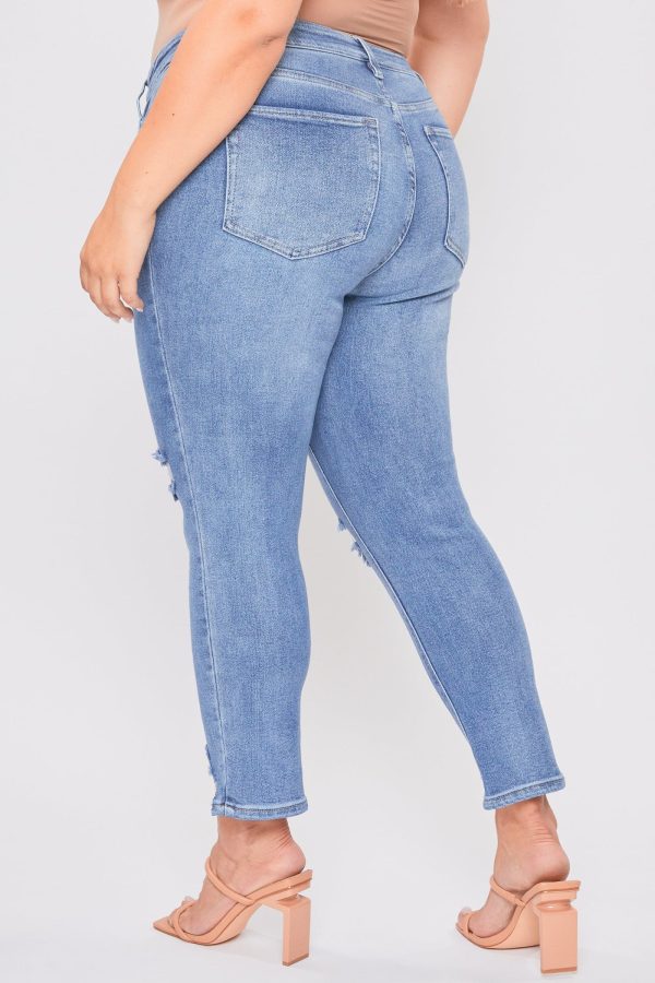 Women's Plus Dream Slim Straight Ankle Jeans With Hem Destruction - Image 4