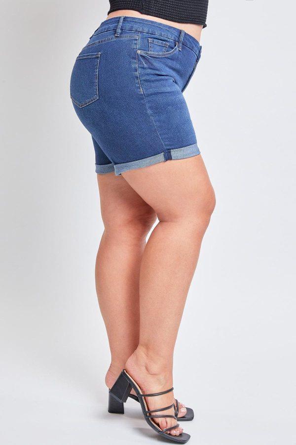 Women's Plus Curvy Fit Shorts With Rolled Cuffs - Image 3