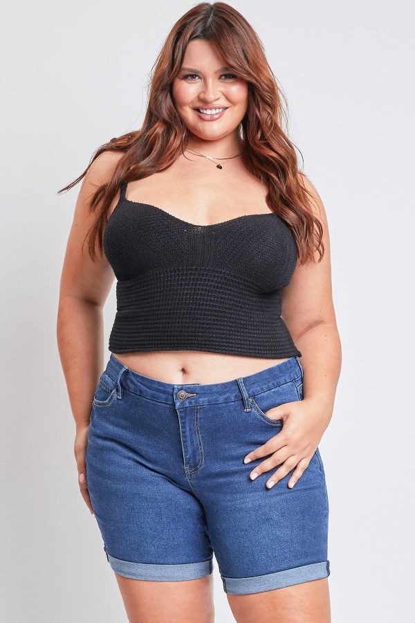 Women's Plus Curvy Fit Shorts With Rolled Cuffs - Image 5