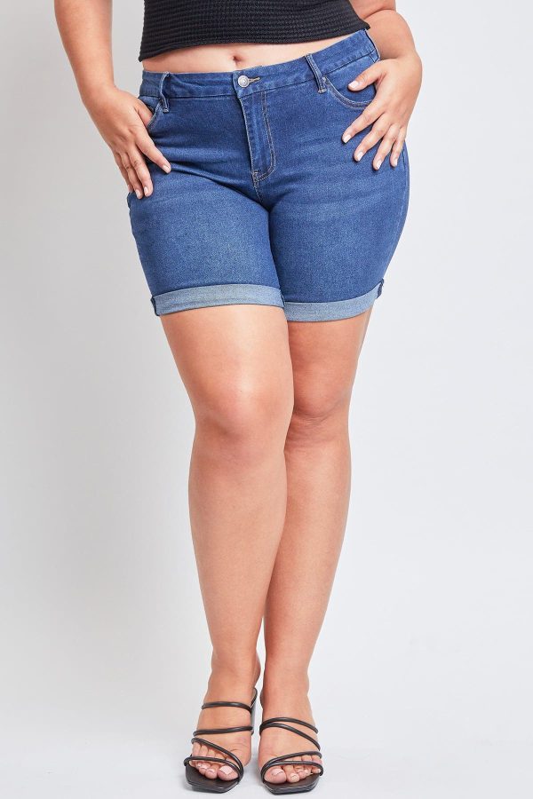 Women's Plus Curvy Fit Shorts With Rolled Cuffs - Image 2