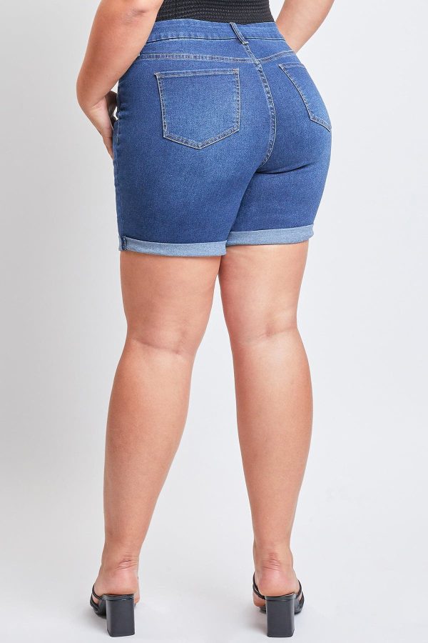 Women's Plus Curvy Fit Shorts With Rolled Cuffs - Image 4