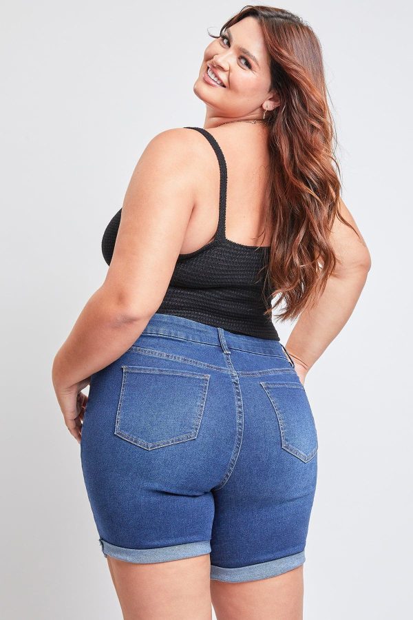 Women's Plus Curvy Fit Shorts With Rolled Cuffs - Image 6
