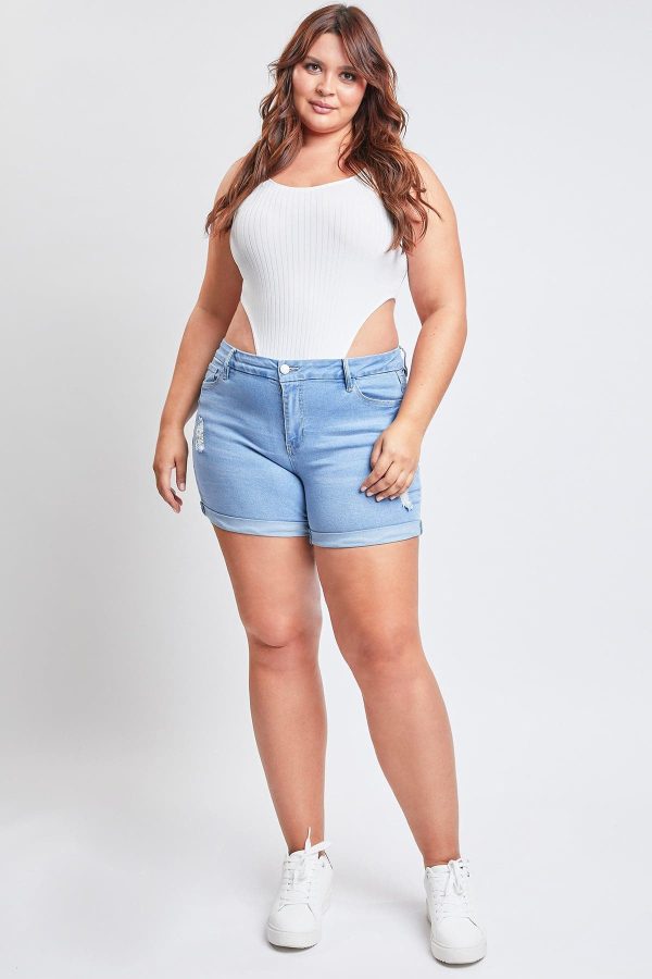 Women's Plus Curvy Fit Ultra  Cuffed Shorts - Image 3