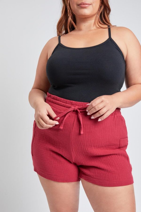 Women's Plus Size Cotton Shorts With Side Patch Pocket - Image 2