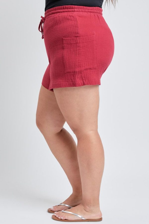 Women's Plus Size Cotton Shorts With Side Patch Pocket - Image 4