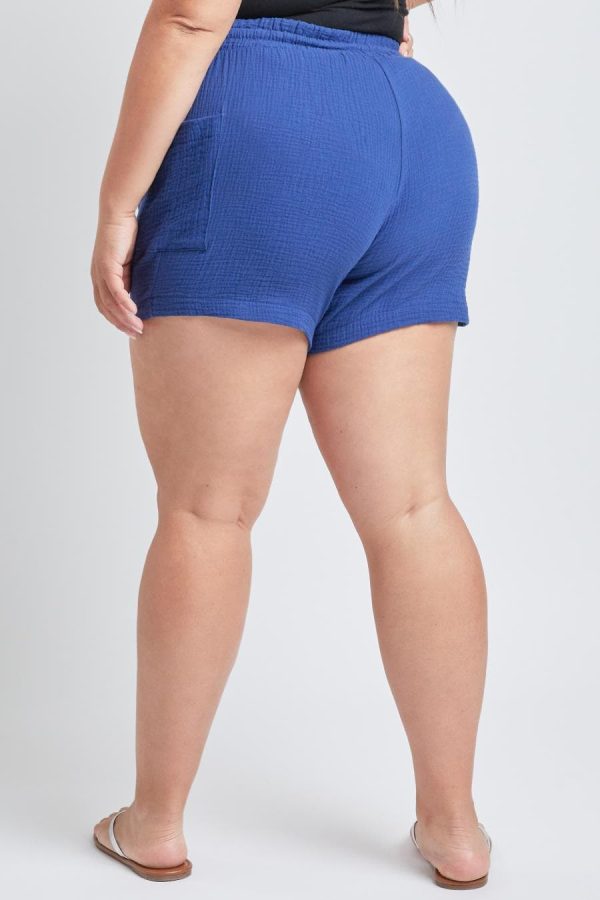 Women's Plus Size Cotton Shorts With Side Patch Pocket - Image 4