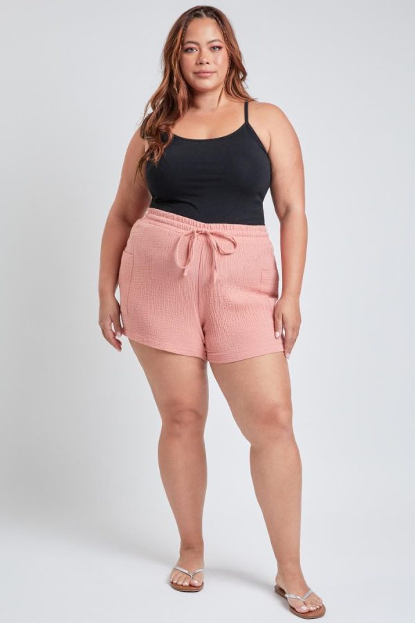 Women's Plus Size Cotton Shorts With Side Patch Pocket - Image 2
